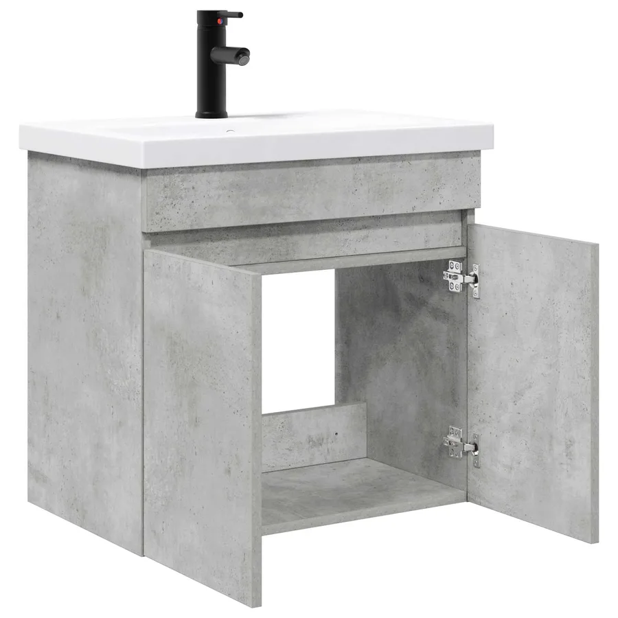 Meuble de salle de bain avec robinet Gris béton - 4