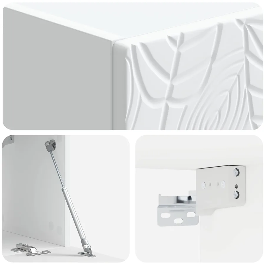 Meuble TV mural 98 x 31 cm Blanc Bois d'ingénierie - 8