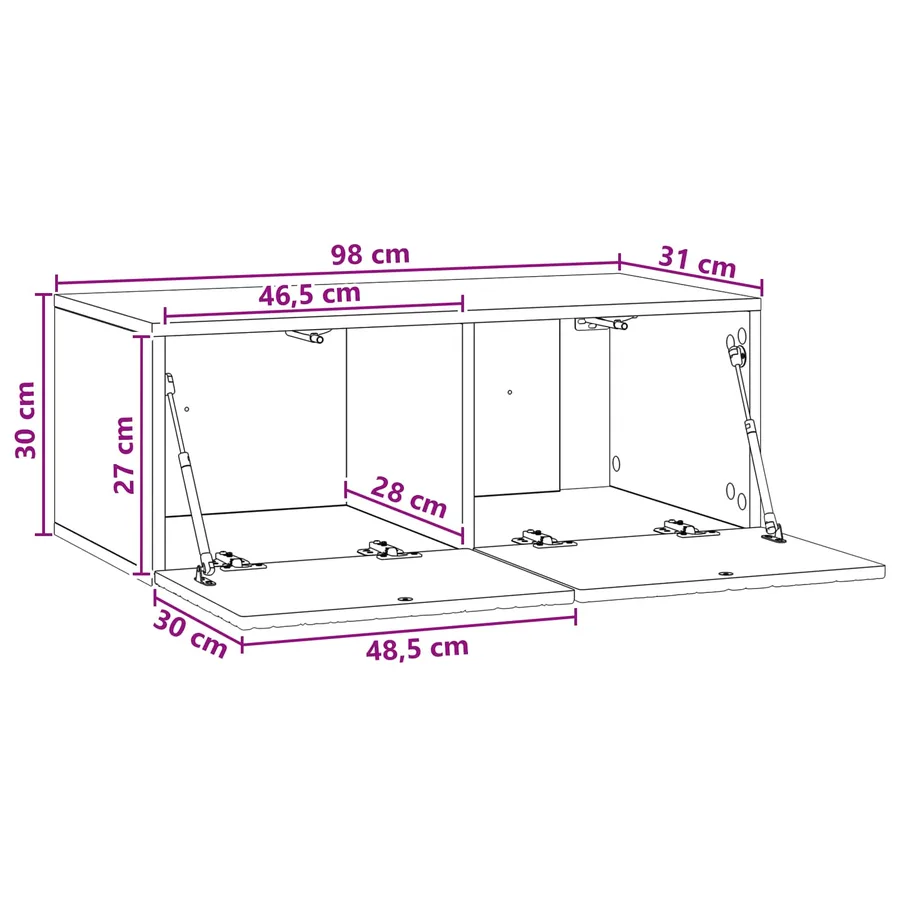 Meuble TV mural 98 x 31 cm Blanc Bois d'ingénierie - 9
