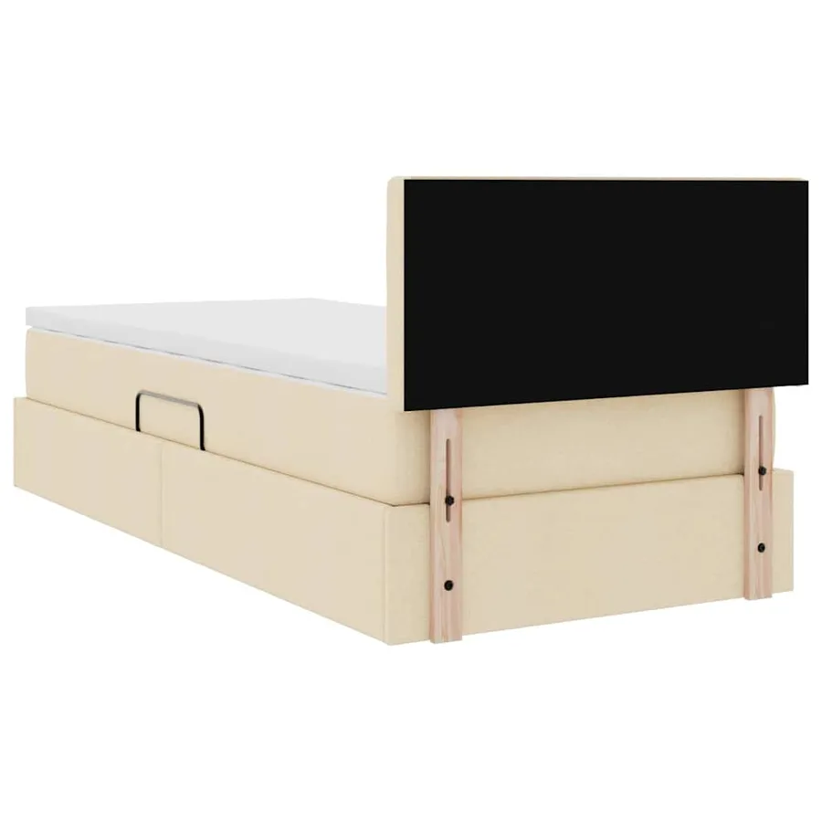 Lit de rangement LED avec matelas Crème 90 x 200 cm Tissu - 12