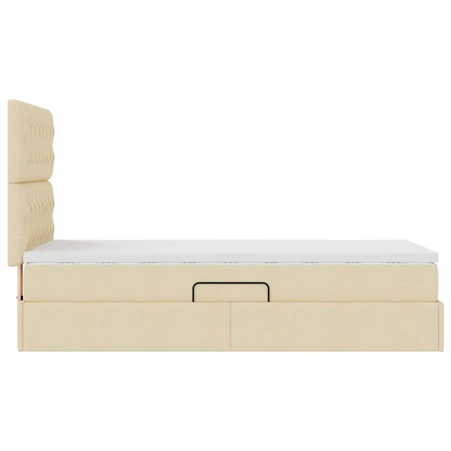 Lit avec rangement et matelas Crème 90 x 200 cm tissu - 10