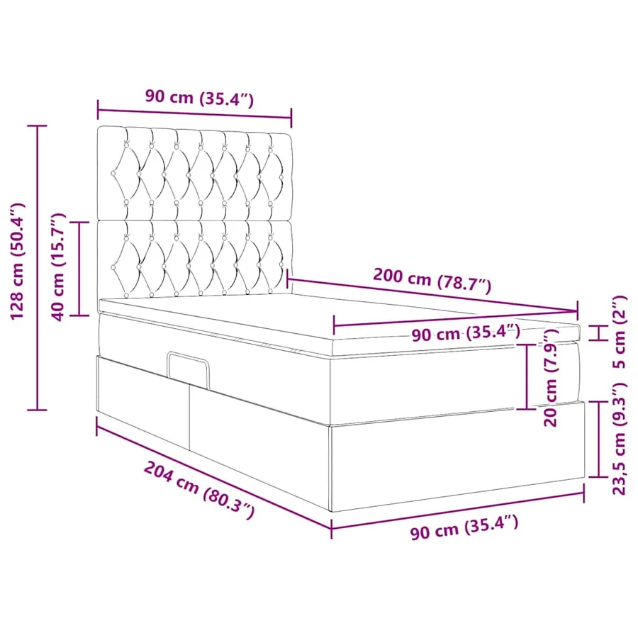 Lit avec rangement et matelas Crème 90 x 200 cm tissu - 16