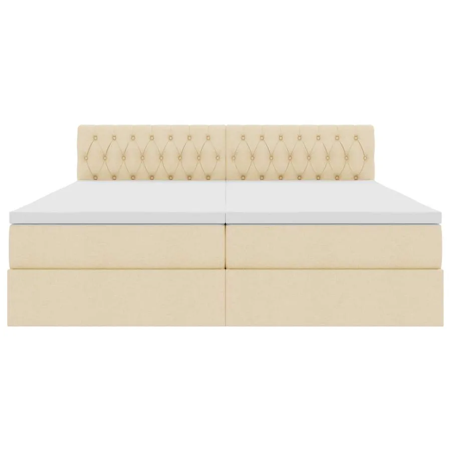 Lit de Rangement Crème 180 x 200 cm Cuir synthétique - 10