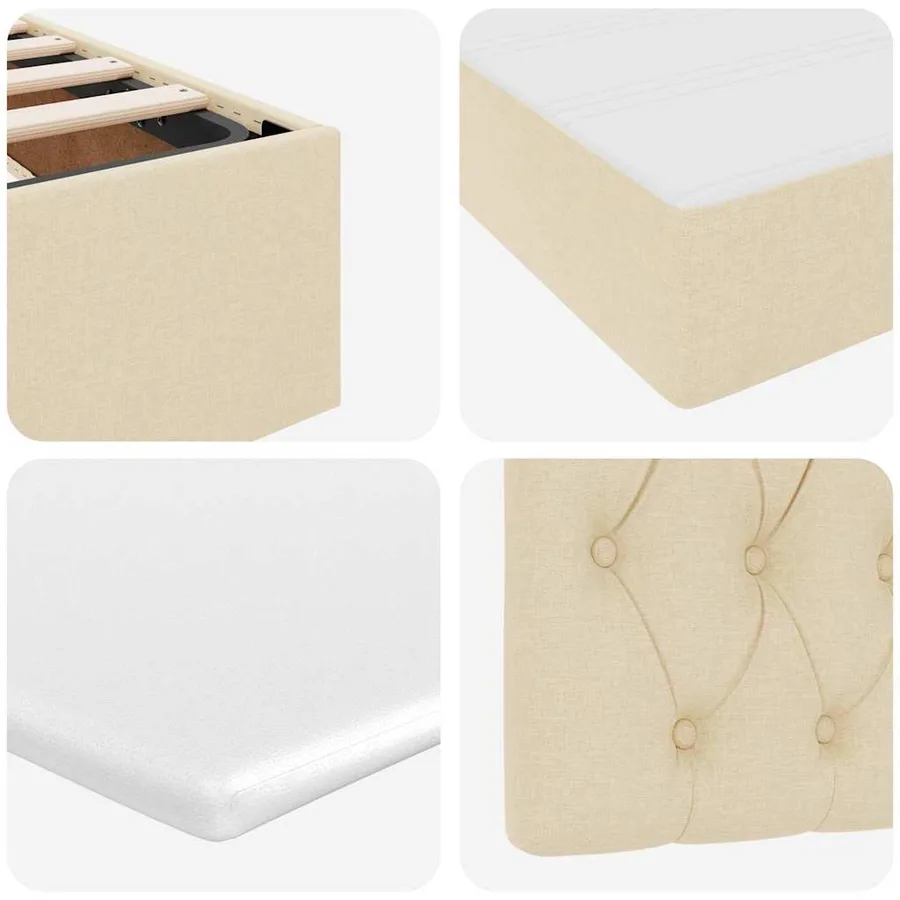 Lit de Rangement Crème 180 x 200 cm Cuir synthétique - 13