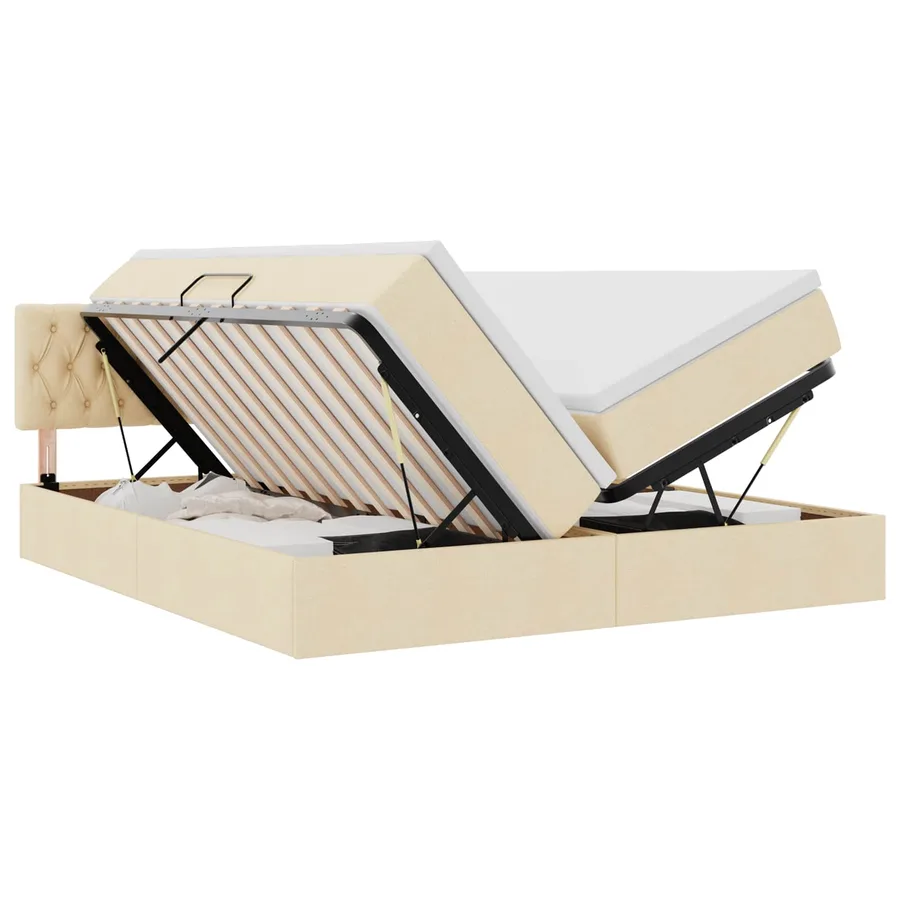Lit de Rangement Crème 180 x 200 cm Cuir synthétique - 2