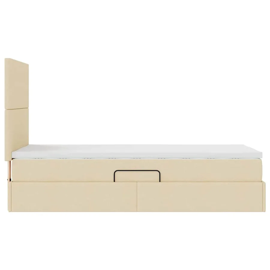 Lit avec rangement et matelas Crème 90 x 200 cm tissu - 10