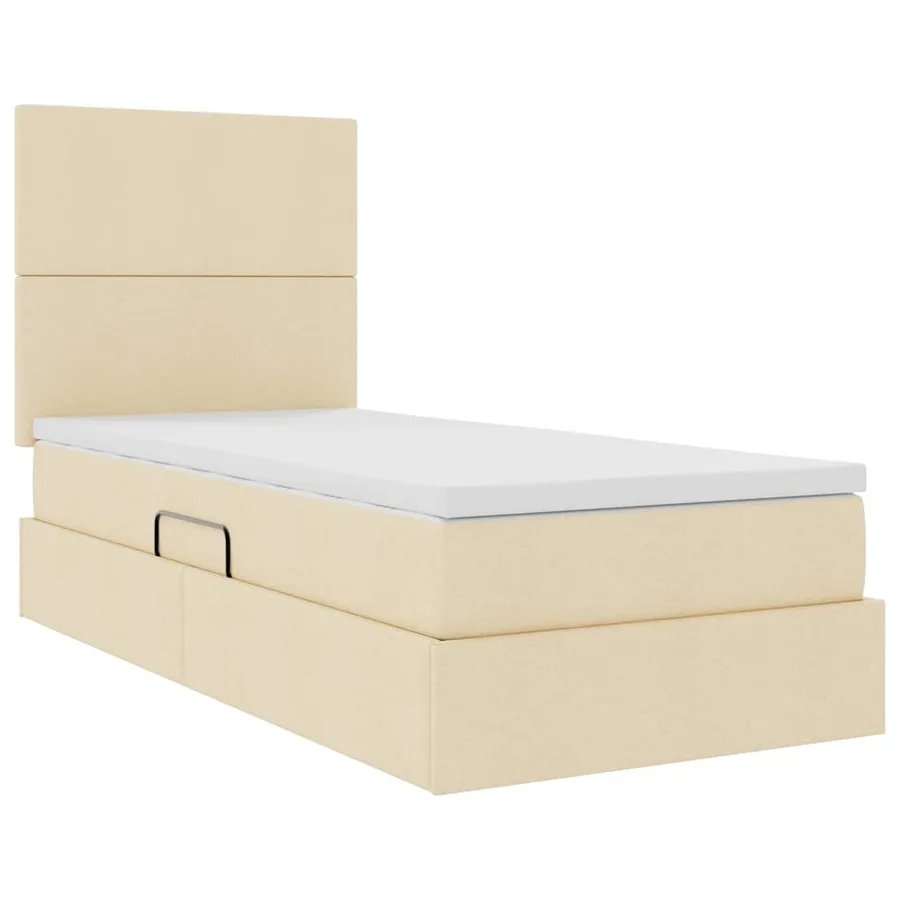 Lit avec rangement et matelas Crème 90 x 200 cm tissu - 5