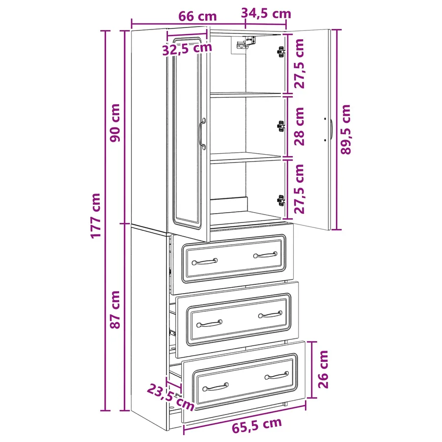 Ensemble de Meubles 2 pcs Noir 66 x 34,5 x 87 cm - 9