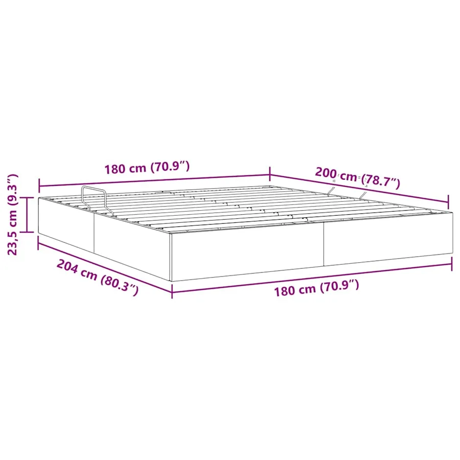 Lit de Rangement avec stockage Gris foncé 180 x 200 cm Tissu - 13