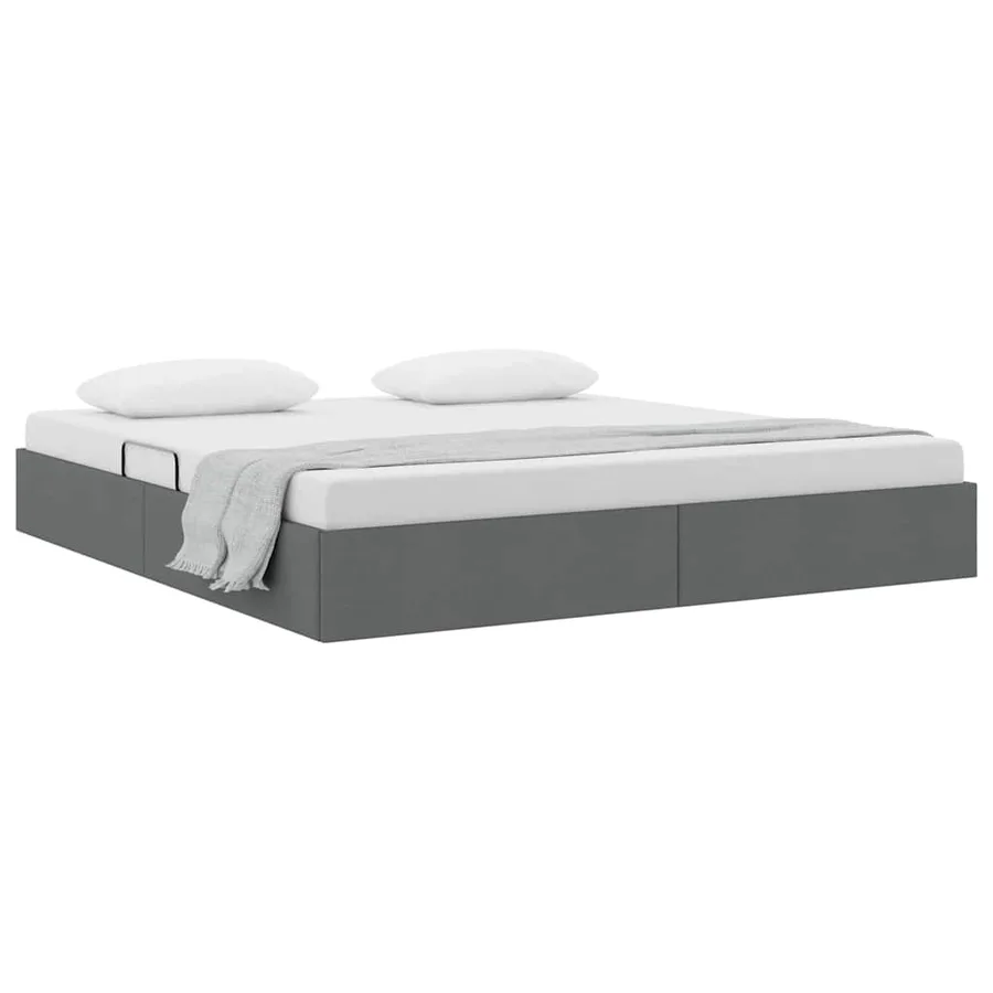 Lit de Rangement avec stockage Gris foncé 180 x 200 cm Tissu - 3