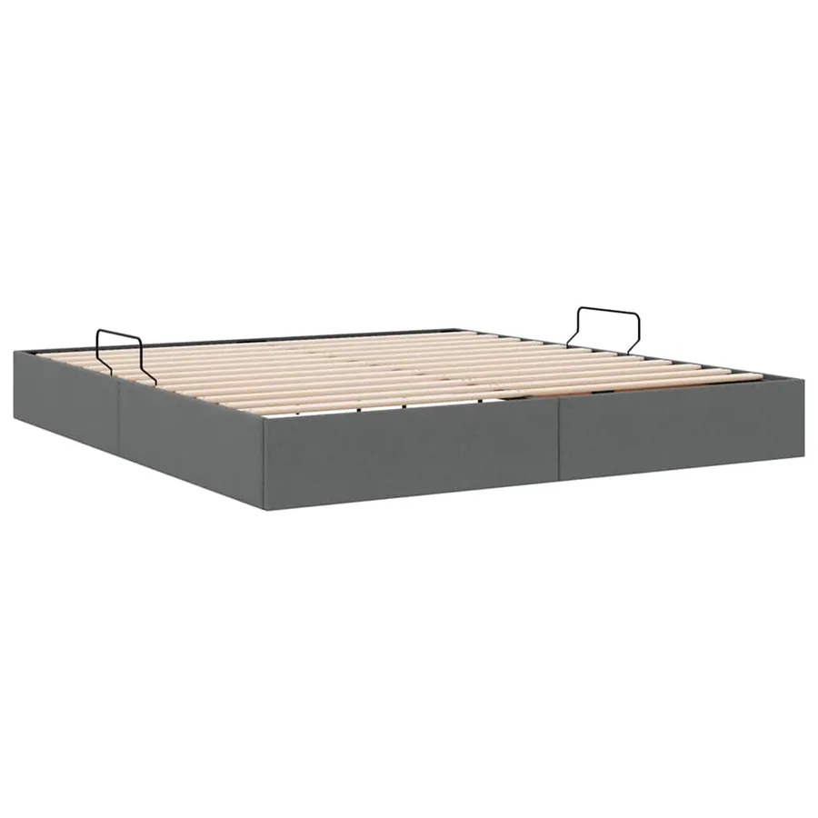 Lit de Rangement avec stockage Gris foncé 180 x 200 cm Tissu - 5