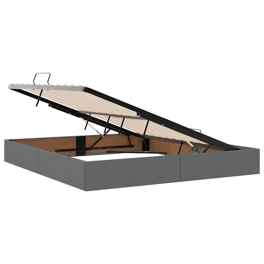 Lit de Rangement avec stockage Gris foncé 180 x 200 cm Tissu - 6