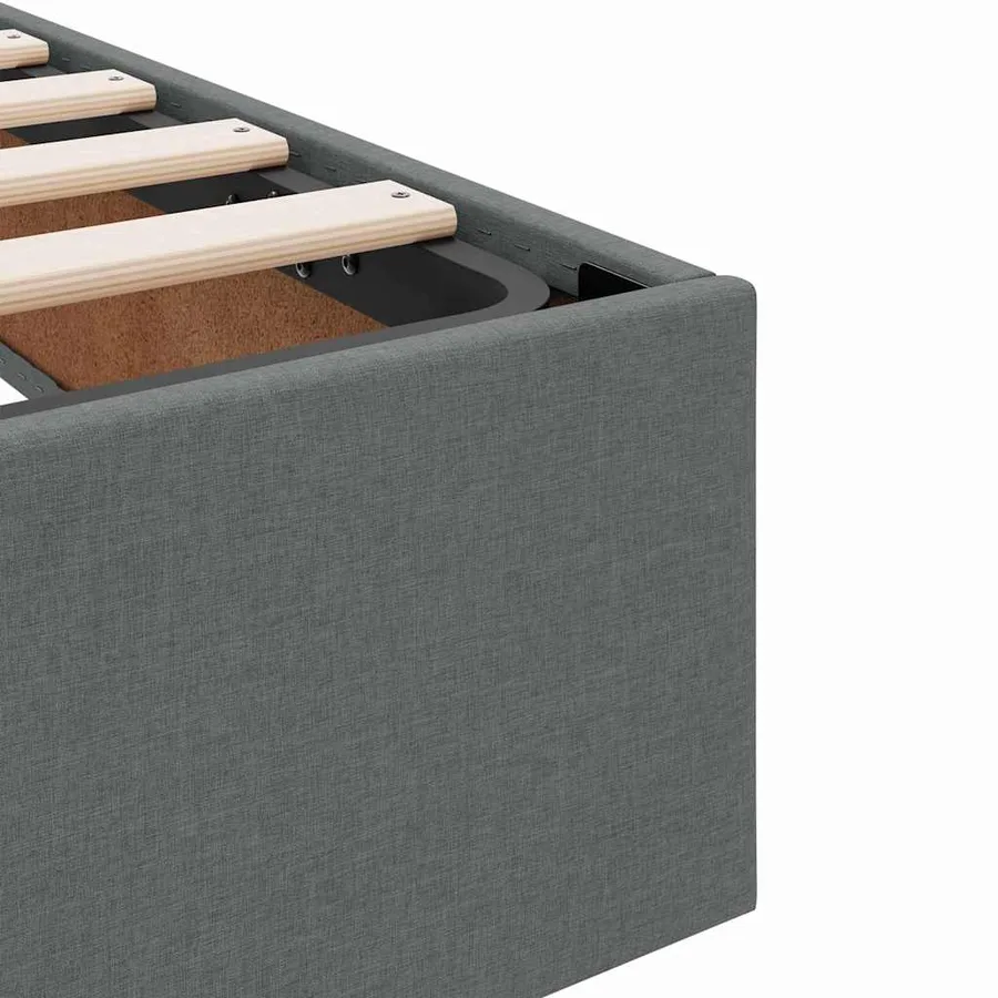 Lit de Rangement avec stockage Gris foncé 90 x 190 cm Tissu - 10