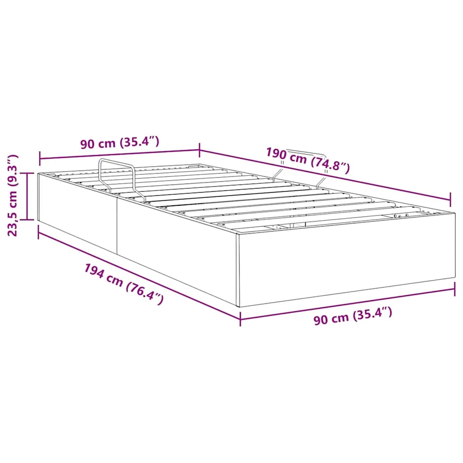 Lit de Rangement avec stockage Gris foncé 90 x 190 cm Tissu - 13