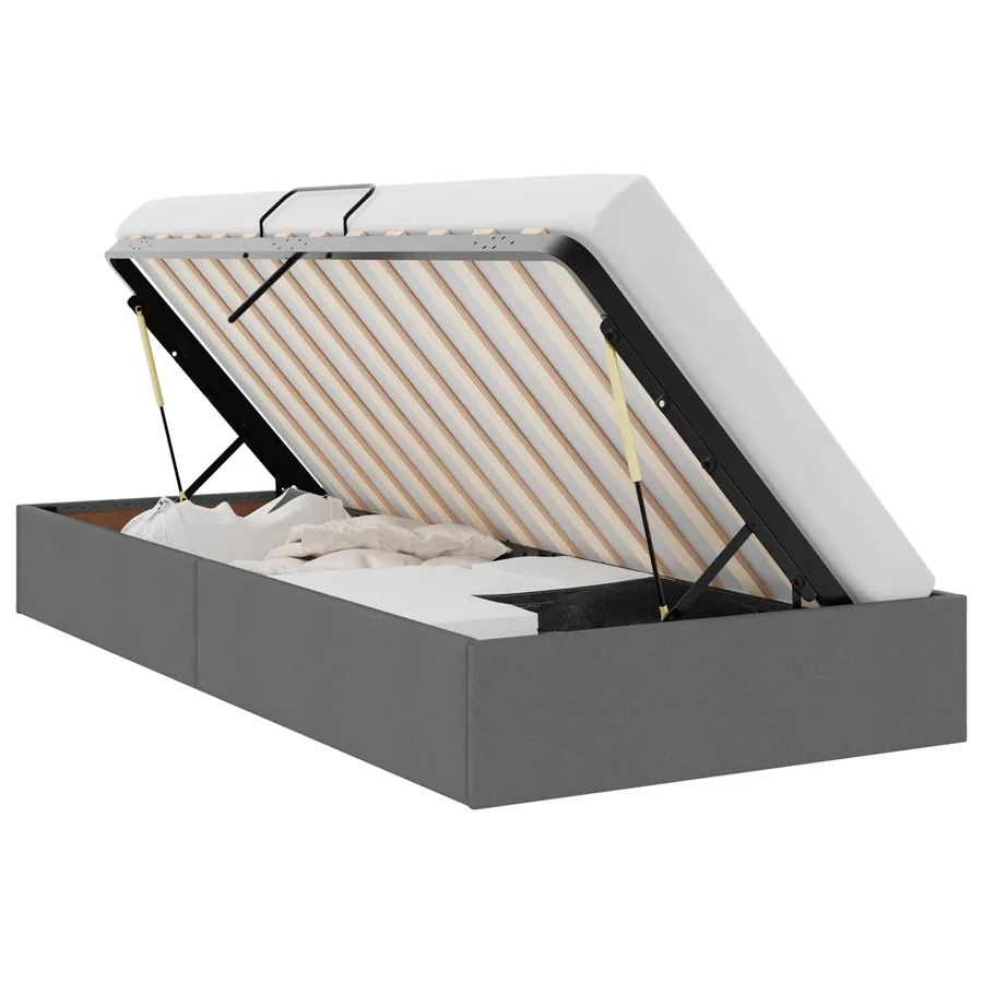 Lit de Rangement avec stockage Gris foncé 90 x 190 cm Tissu - 2