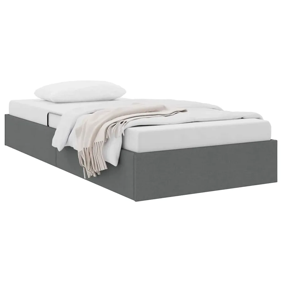 Lit de Rangement avec stockage Gris foncé 90 x 190 cm Tissu - 3