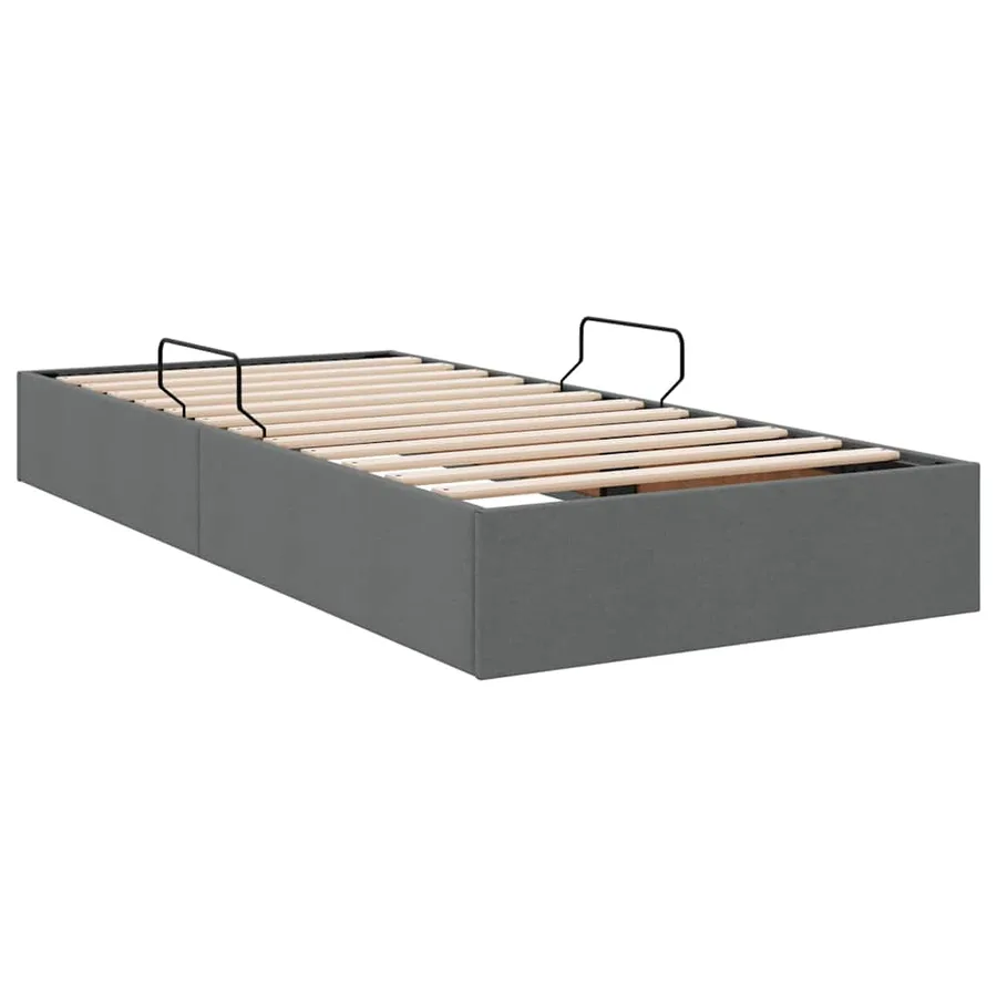 Lit de Rangement avec stockage Gris foncé 90 x 190 cm Tissu - 5