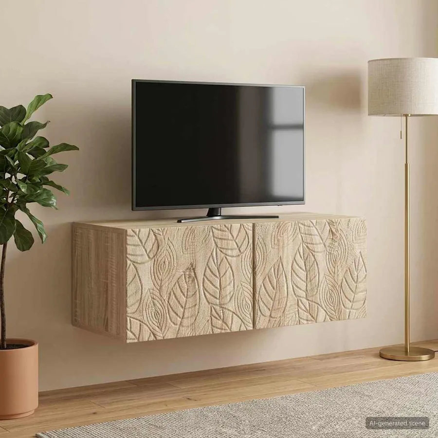 Meuble TV mural 98 x 31 cm Chêne Sonoma Bois d'ingénierie - 3