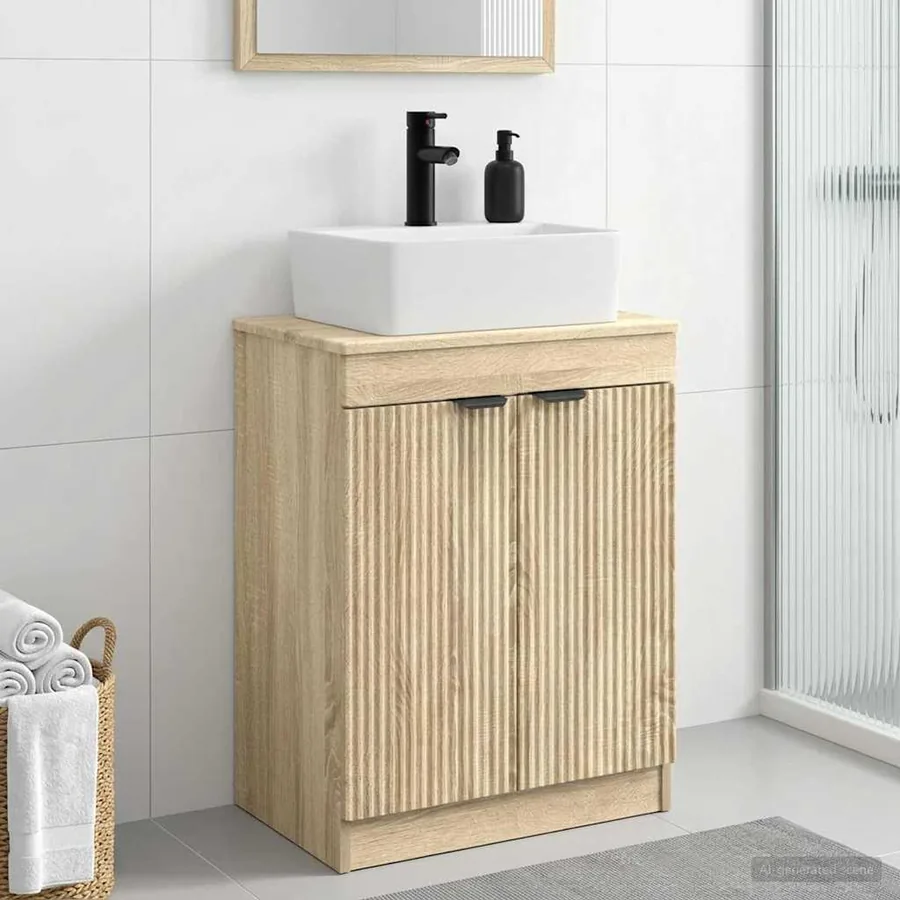 Meuble de salle de bain avec évier Chêne Sonoma 54 x 35 x 83 cm