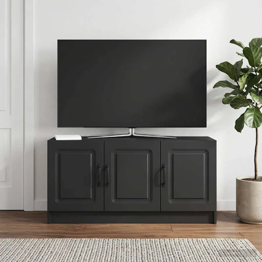 Meuble TV Noir 99 x 34,5 x 47 cm Bois d'ingénierie - 4