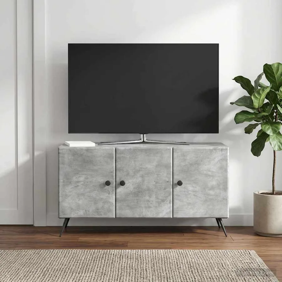 Meuble TV Gris béton 99 x 34,5 x 50 cm Bois d'ingénierie - 4