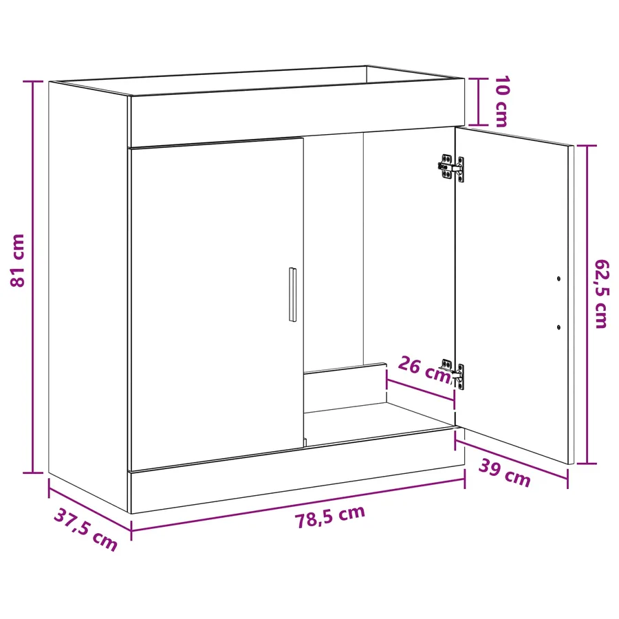 Meuble sous lavabo de salle de bain Gris béton - 8