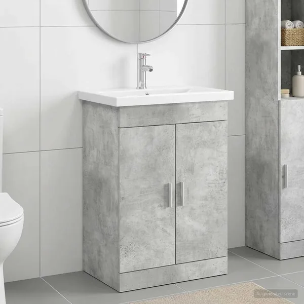 Ensemble de mobilier de salle de bain Gris béton