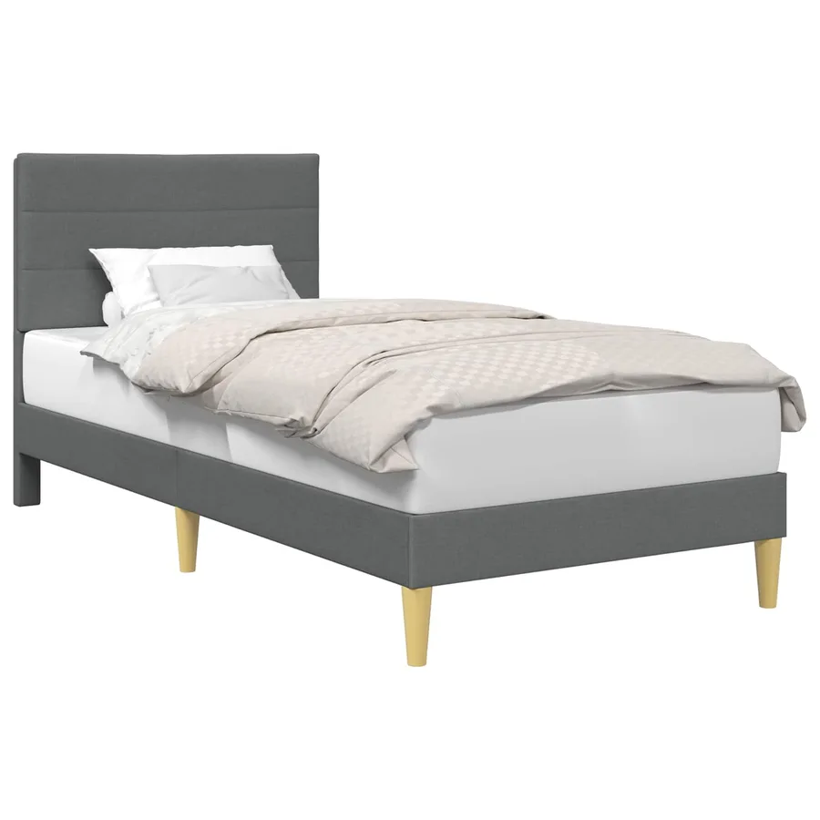 Cadre de lit avec tête de lit Gris foncé 100 x 200 cm Tissu - 2