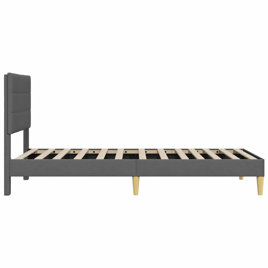 Cadre de lit avec tête de lit Gris foncé 100 x 200 cm Tissu - 5
