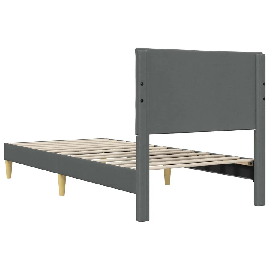 Cadre de lit avec tête de lit Gris foncé 100 x 200 cm Tissu - 6