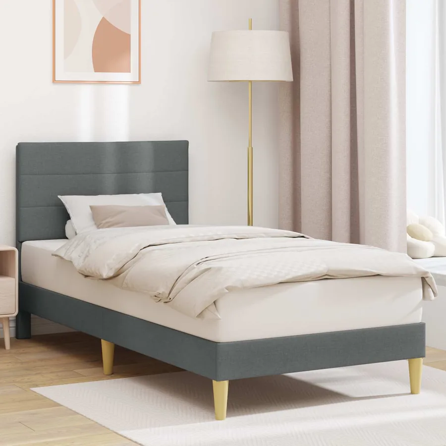 Cadre de lit avec tête de lit Gris foncé 90 x 200 cm Tissu