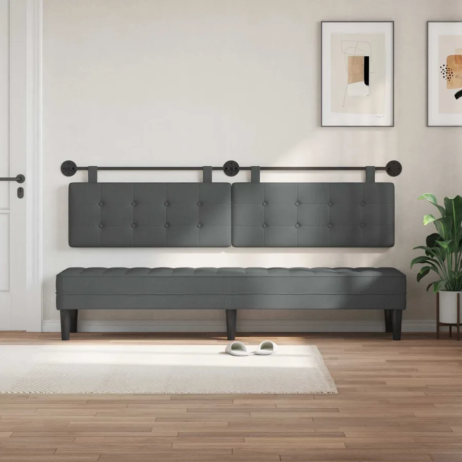 Tête de lit suspendue Gris foncé tissu - 3