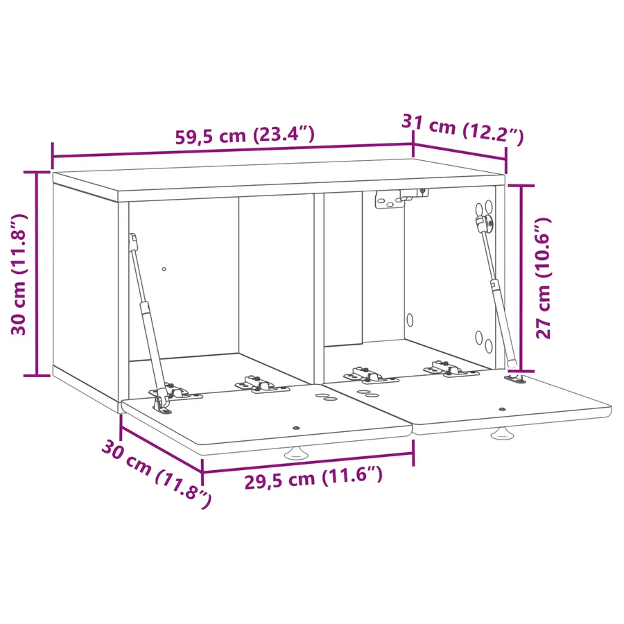 Meuble TV mural 59,5 x 31 x 30 cm Blanc brillant - 12