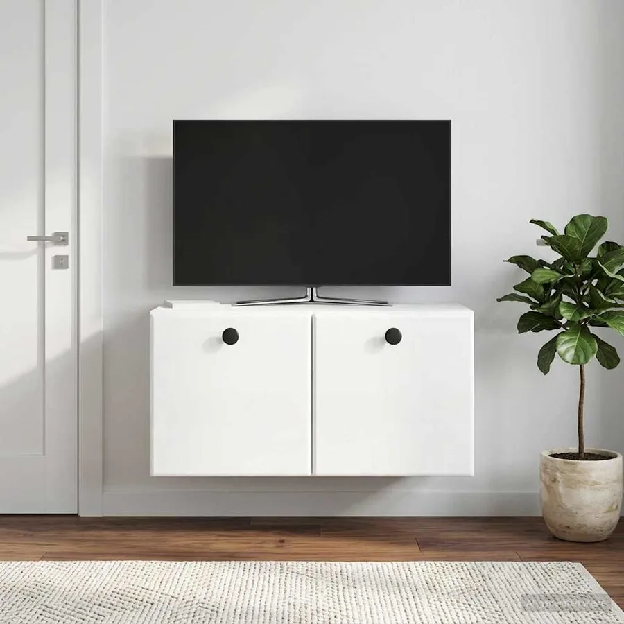 Meuble TV mural 59,5 x 31 x 30 cm Blanc brillant - 4