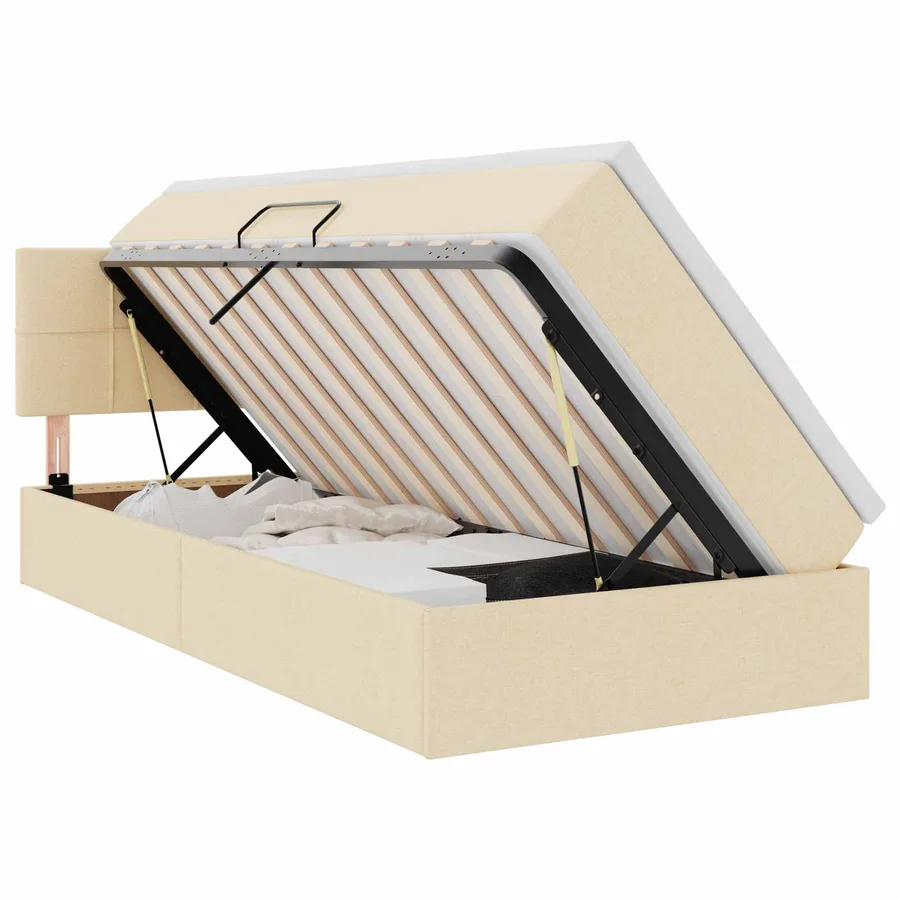Lit avec rangement et matelas avec matelas Crème 90 x 200 cm - 2