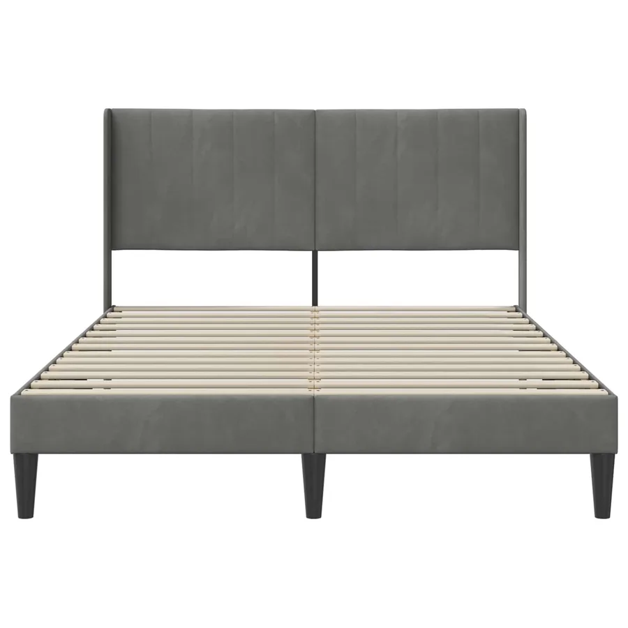Cadre de lit avec tête de lit Gris foncé 140 x 190 cm Velours - 4