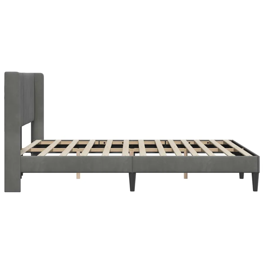 Cadre de lit avec tête de lit Gris foncé 140 x 190 cm Velours - 5