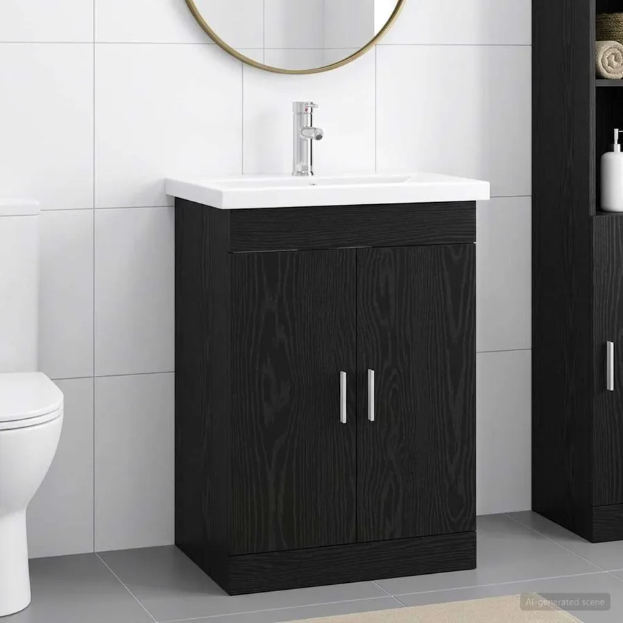 Ensemble de mobilier de salle de bain Chêne noir