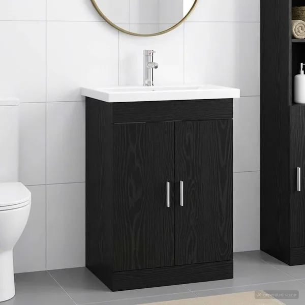 Ensemble de mobilier de salle de bain Chêne noir
