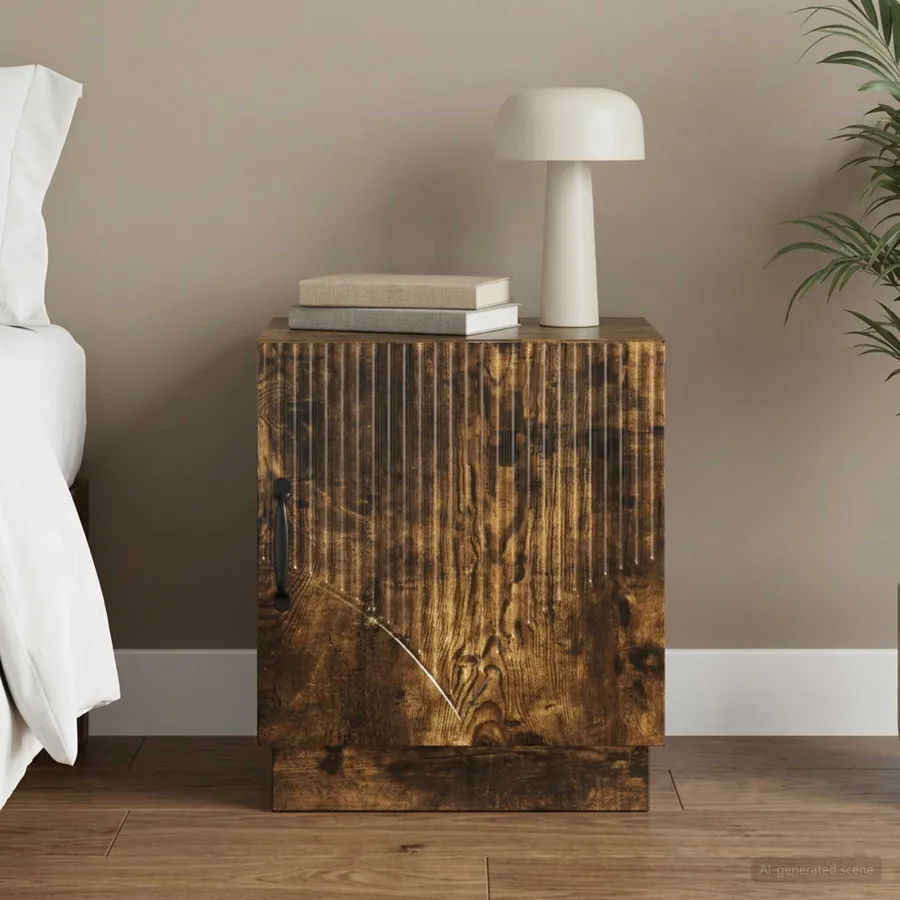 Table de chevet Chêne fumé 43 x 34,5 x 47 cm Bois d'ingénierie