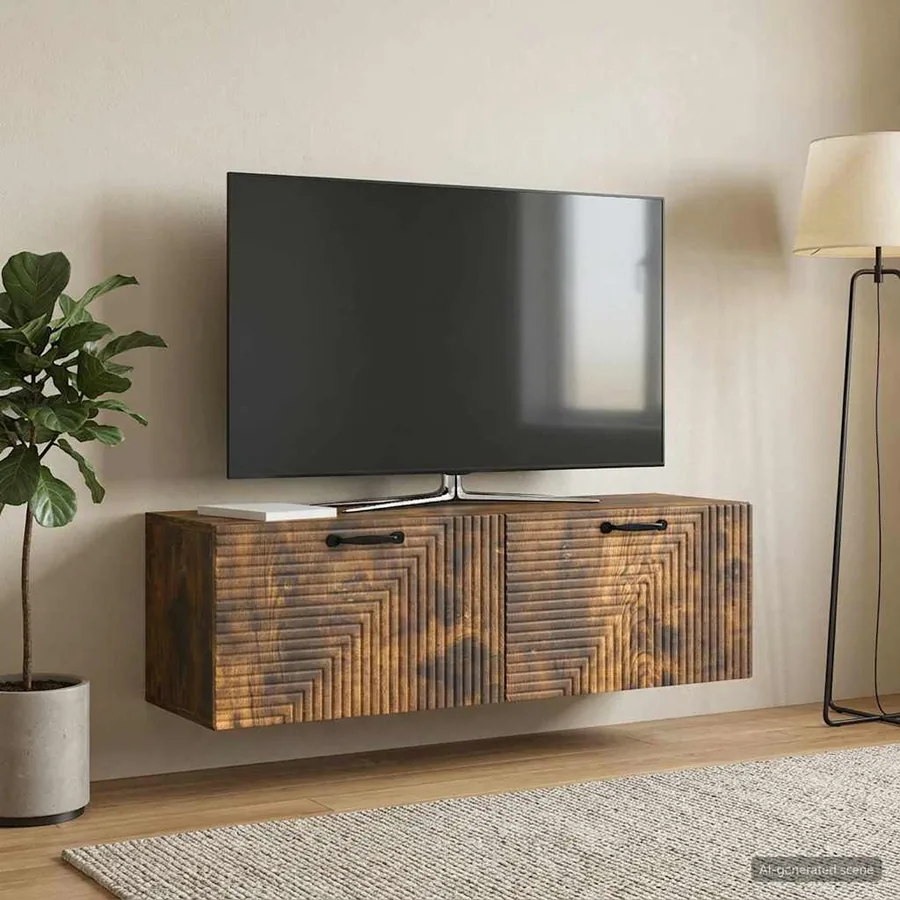 Meuble TV mural Chêne fumé 98 x 31 x 30 cm Bois d'ingénierie