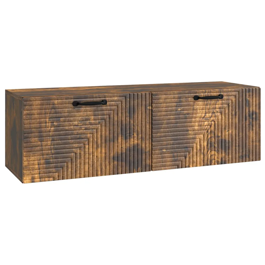 Meuble TV mural Chêne fumé 98 x 31 x 30 cm Bois d'ingénierie - 2