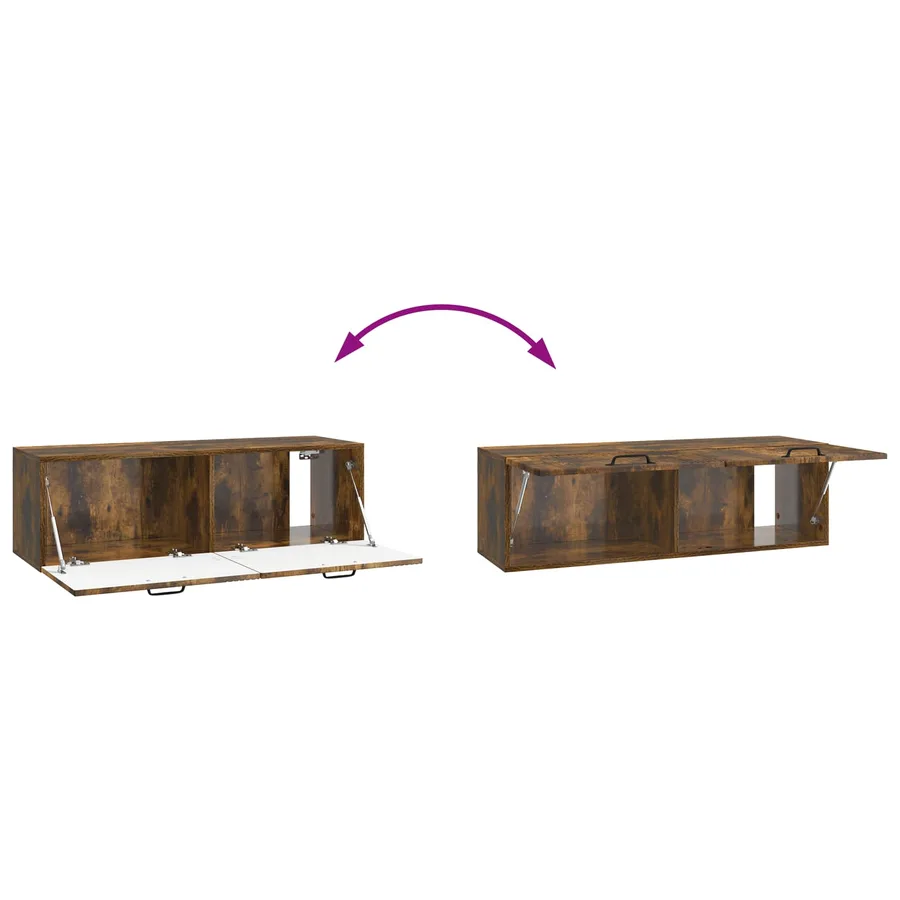 Meuble TV mural Chêne fumé 98 x 31 x 30 cm Bois d'ingénierie - 8