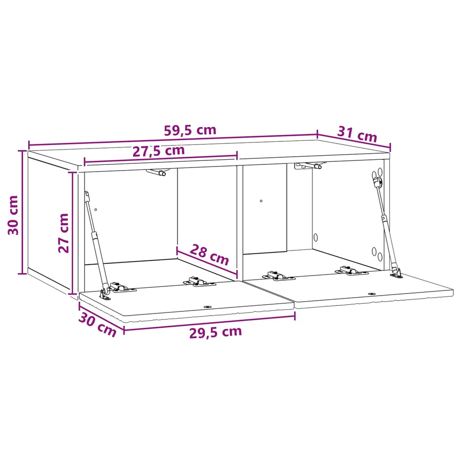 Meuble TV mural 59,5 x 31 cm Bois ancien Bois d'ingénierie - 9