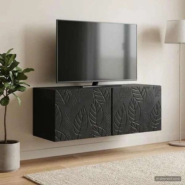 Meuble TV mural 59,5 x 31 cm Noir Bois d'ingénierie
