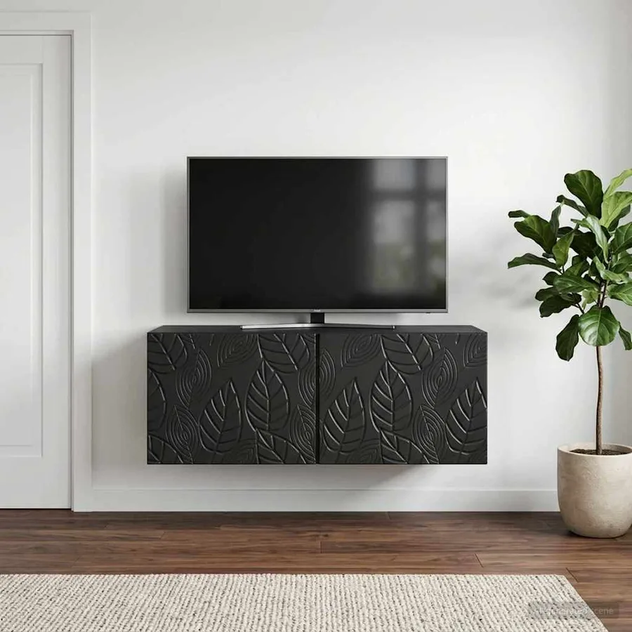 Meuble TV mural 59,5 x 31 cm Noir Bois d'ingénierie - 3