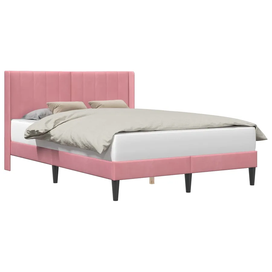 Cadre de lit avec tête de lit Rose 140 x 200 cm Velours - 2
