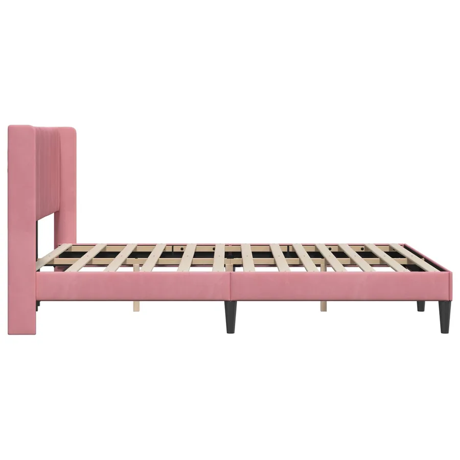 Cadre de lit avec tête de lit Rose 140 x 200 cm Velours - 5