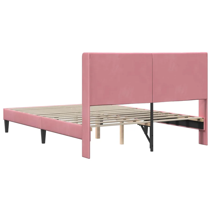 Cadre de lit avec tête de lit Rose 140 x 200 cm Velours - 6