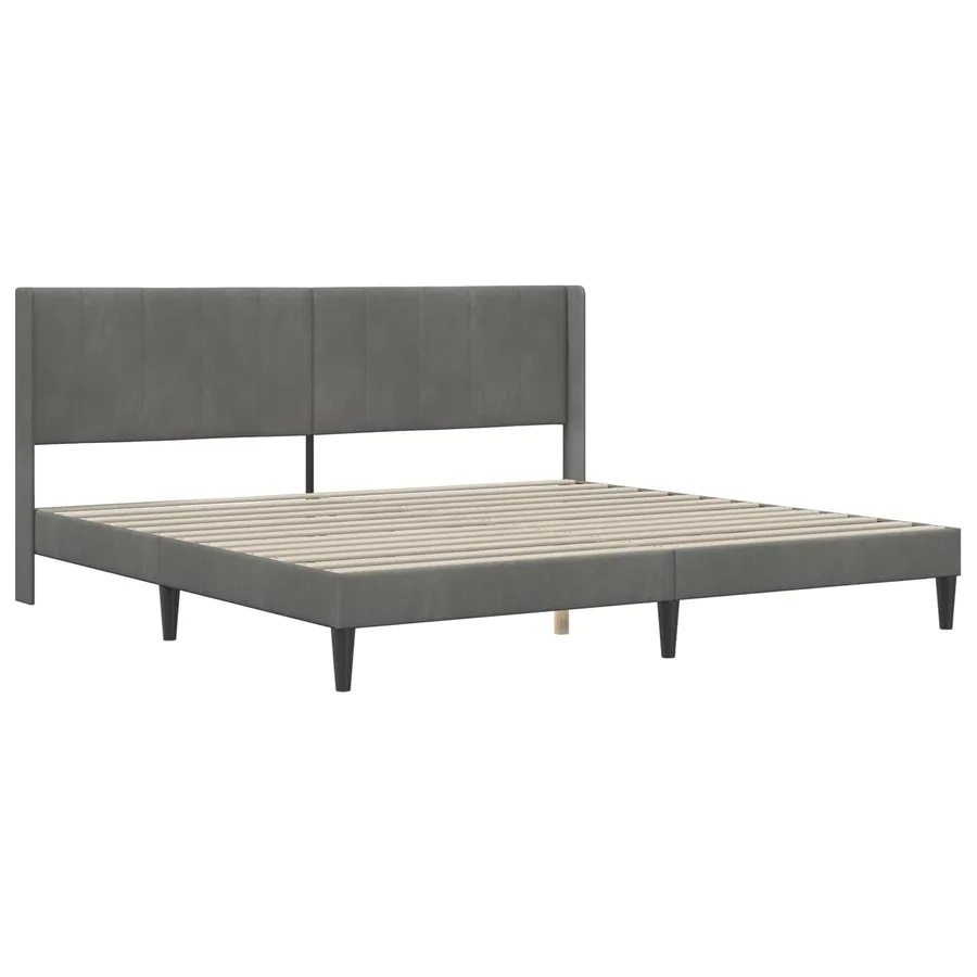 Cadre de lit avec matelas Gris foncé 200 x 200 cm Velours - 4